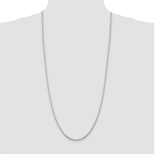 Sterling Silver Rhodium-plated 8 Sided Diamond-cut Box Chain (Style QBR040R-30)