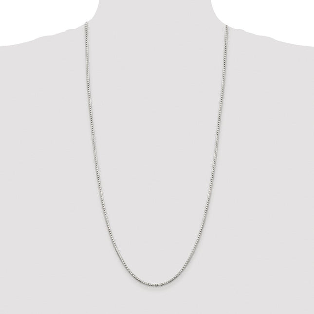 Sterling Silver Rhodium-plated 8 Sided Diamond-cut Box Chain, 30 x 2mm