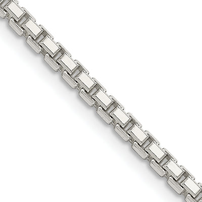 Sterling Silver 8 Sided Diamond-cut Box Chain, 26 x 2.5mm