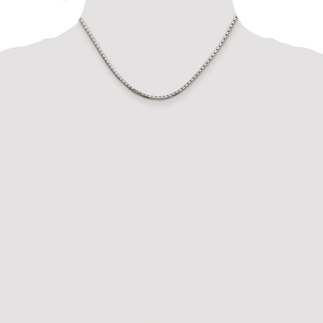 Sterling Silver Rhodium-plated 8 Sided Diamond-cut Box Chain, 26 x 2.5mm