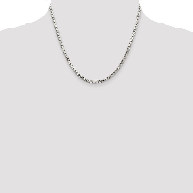 Sterling Silver 8 Sided Diamond-cut Box Chain, 20 x 2.9mm