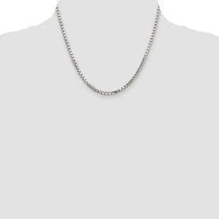 Sterling Silver Rhodium-plated 8 Sided Diamond-cut Box Chain (Style QBR057R-18)