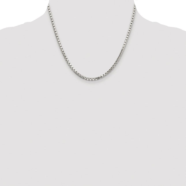 Sterling Silver Rhodium-plated 8 Sided Diamond-cut Box Chain, 18 x 2.9mm