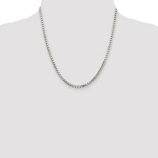 Sterling Silver Rhodium-plated 8 Sided Diamond-cut Box Chain (Style QBR057R-20)