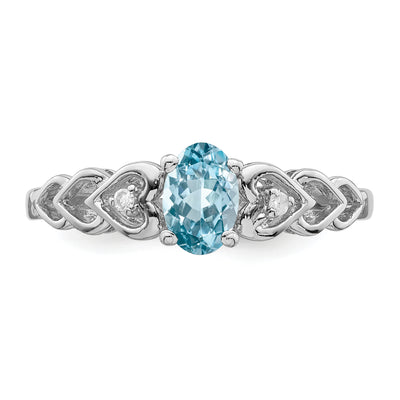Sterling Silver Rhodium-plated Swiss Blue Topaz & Diam. Ring