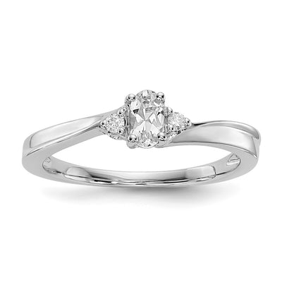 Sterling silver diamond birthstone ring