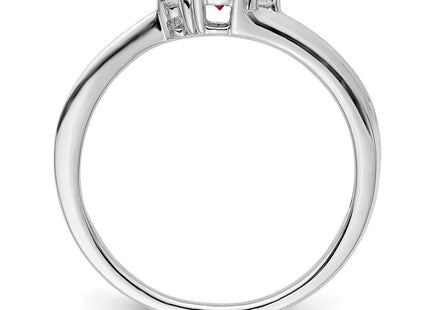 Sterling Silver Rhod-plated Created Ruby/Diamond Birthstone Ring