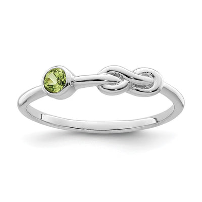 Sterling silver peridot infinity ring