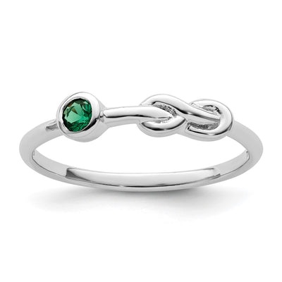 Sterling silver emerald infinity ring
