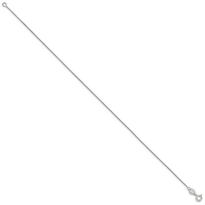 Sterling Silver Box Chain Anklet, 9 x 0.6mm