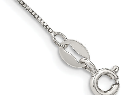 Sterling Silver Box Chain Anklet, 9 x 0.6mm