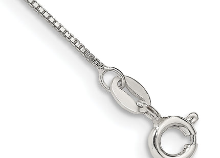 Sterling Silver Box Chain Anklet, 9 x 0.8mm
