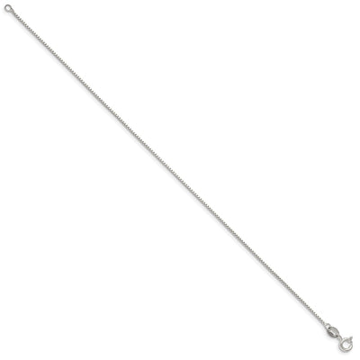 Sterling Silver Box Chain Anklet, 10 x 0.9mm