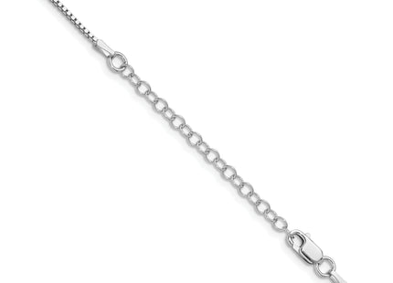 Sterling Silver Rhodium-plated Box Chain w/2in ext., 20 x 1.25mm