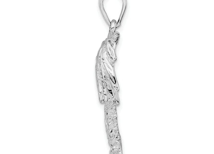 De-Ani Sterling Silver Rhodium-Plated Polished and Textured Double Palm Tree Pendant