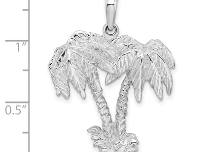 De-Ani Sterling Silver Rhodium-Plated Polished and Textured Double Palm Tree Pendant