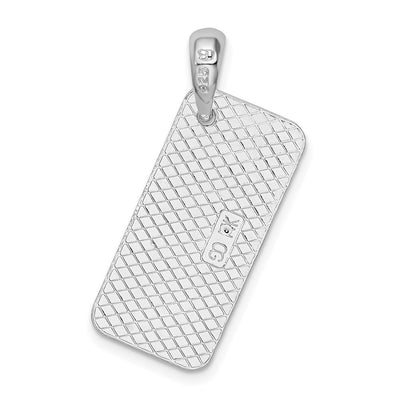 De-Ani Sterling Silver Rhodium-Plated Polished and Textured Key West License Pendant
