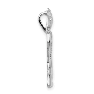 De-Ani Sterling Silver Rhodium-Plated Polished Marco Island Cat Slide