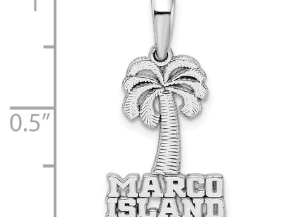 De-Ani Sterling Silver Rhodium-Plated Polished Marco Island Palm Tree Pendant