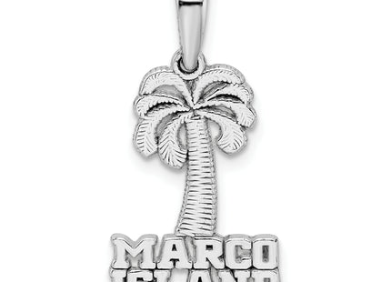De-Ani Sterling Silver Rhodium-Plated Polished Marco Island Palm Tree Pendant