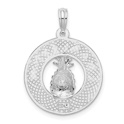 De-Ani Sterling Silver Rhodium-Plated Charleston with Pineapple Circle Pendant
