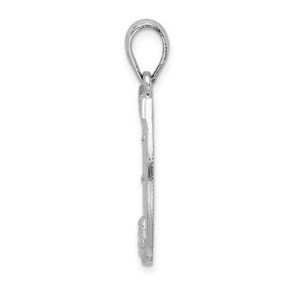 De-Ani Sterling Silver Rhodium-Plated Polished Dollar Sign In Horse Shoe Pendant