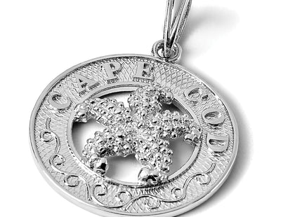 De-Ani Sterling Silver Rhodium-Plated Polished Cape Cod with Starfish Circle Pendant