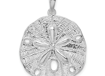 De-Ani Sterling Silver Rhodium-Plated Polished and Textured Sand Dollar Pendant, 32.42 x 23.75mm