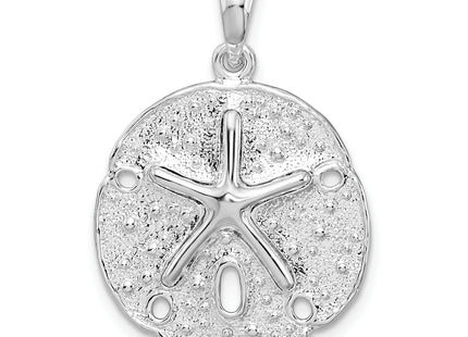 De-Ani Sterling Silver Rhodium-Plated Polished and Textured Sand Dollar Pendant, 27.23 x 18.85mm
