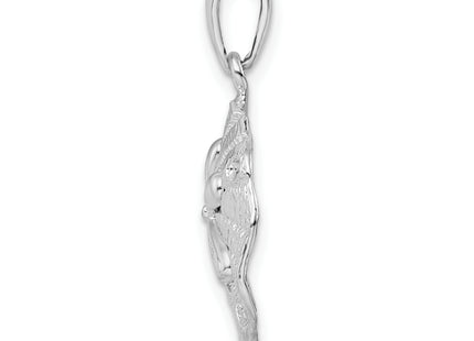 De-Ani Sterling Silver Rhodium-Plated Polished and Textured Sand Dollar Pendant, 25.76 x 15.87mm