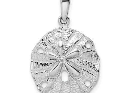 De-Ani Sterling Silver Rhodium-Plated Polished and Textured Sand Dollar Pendant, 25.76 x 15.87mm