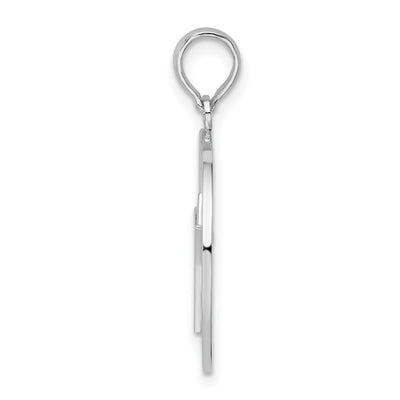De-Ani Sterling Silver Rhodium-Plated Polished Barbados with Trident Circle Pendant