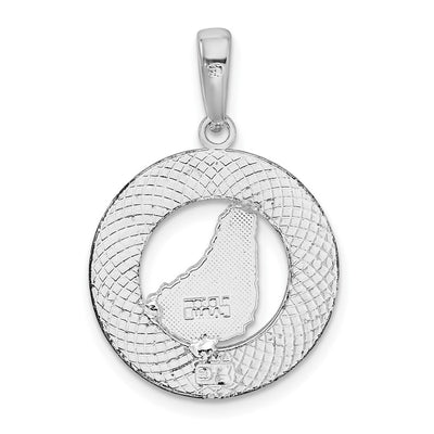 De-Ani Sterling Silver Rhodium-Plated Polished Barbados with Map Circle Pendant