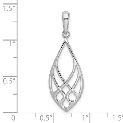 De-Ani Sterling Silver Rhodium-Plated Polished Teardrop Celtic Knot Pendant