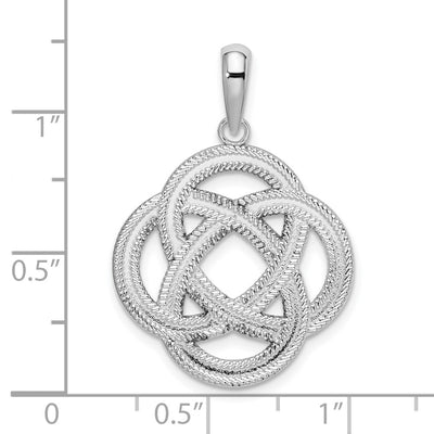 De-Ani Sterling Silver Rhodium-Plated Polished Celtic Circle Eternity Knot Pendant