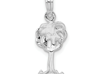 De-Ani Sterling Silver Rhodium-Plated Polished Palm Tree Pendant