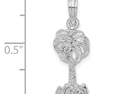 De-Ani Sterling Silver Rhodium-Plated Polished Palm Tree Pendant