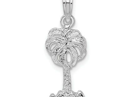 De-Ani Sterling Silver Rhodium-Plated Polished Palm Tree Pendant