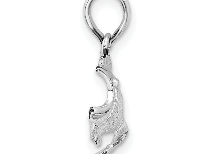 De-Ani Sterling Silver Rhodium-Plated Polished Jumping Bass Fish Pendant