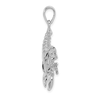 De-Ani Sterling Silver Rhodium-Plated Polished Moveable Lobster Pendant