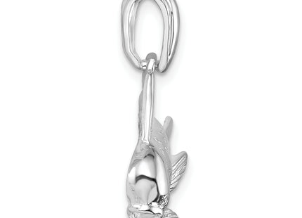 De-Ani Sterling Silver Rhodium-Plated Polished Mahi-Mahi Fish Pendant, 27 x 42mm