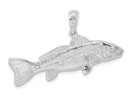 De-Ani Sterling Silver Rhodium-Plated Polished 3D Red Fish Pendant