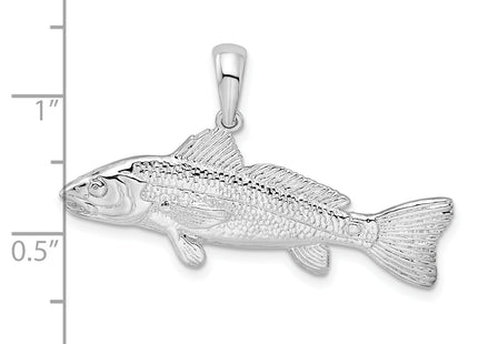De-Ani Sterling Silver Rhodium-Plated Polished 3D Red Fish Pendant