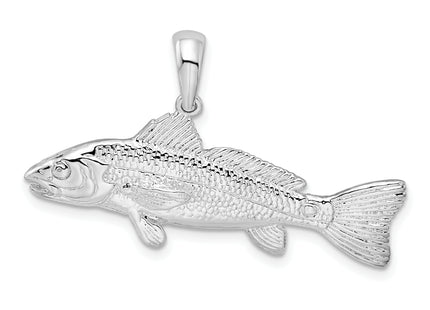 De-Ani Sterling Silver Rhodium-Plated Polished 3D Red Fish Pendant