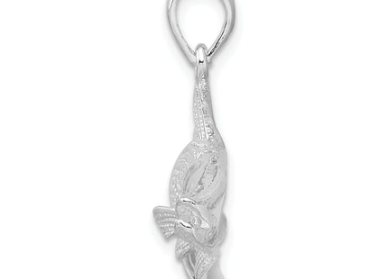 De-Ani Sterling Silver Rhodium-Plated Polished Red Fish Pendant