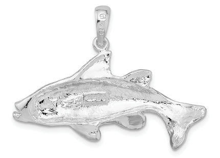 De-Ani Sterling Silver Rhodium-Plated Polished Red Fish Pendant