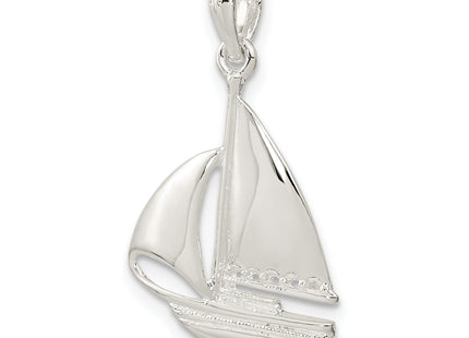 De-Ani Sterling Silver Rhodium-Plated Polished Sailboat Pendant