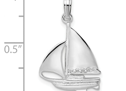 De-Ani Sterling Silver Rhodium-Plated Polished Sailboat Pendant