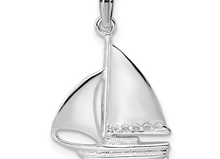 De-Ani Sterling Silver Rhodium-Plated Polished Sailboat Pendant