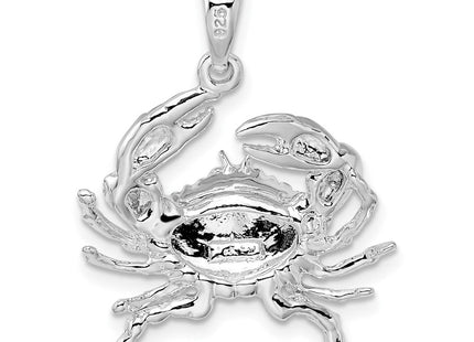 De-Ani Sterling Silver Rhodium-Plated Polished Stone Crab Pendant (Style QC10161)